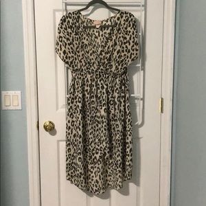 Animal Print V-Neck High Low Wrap Dress